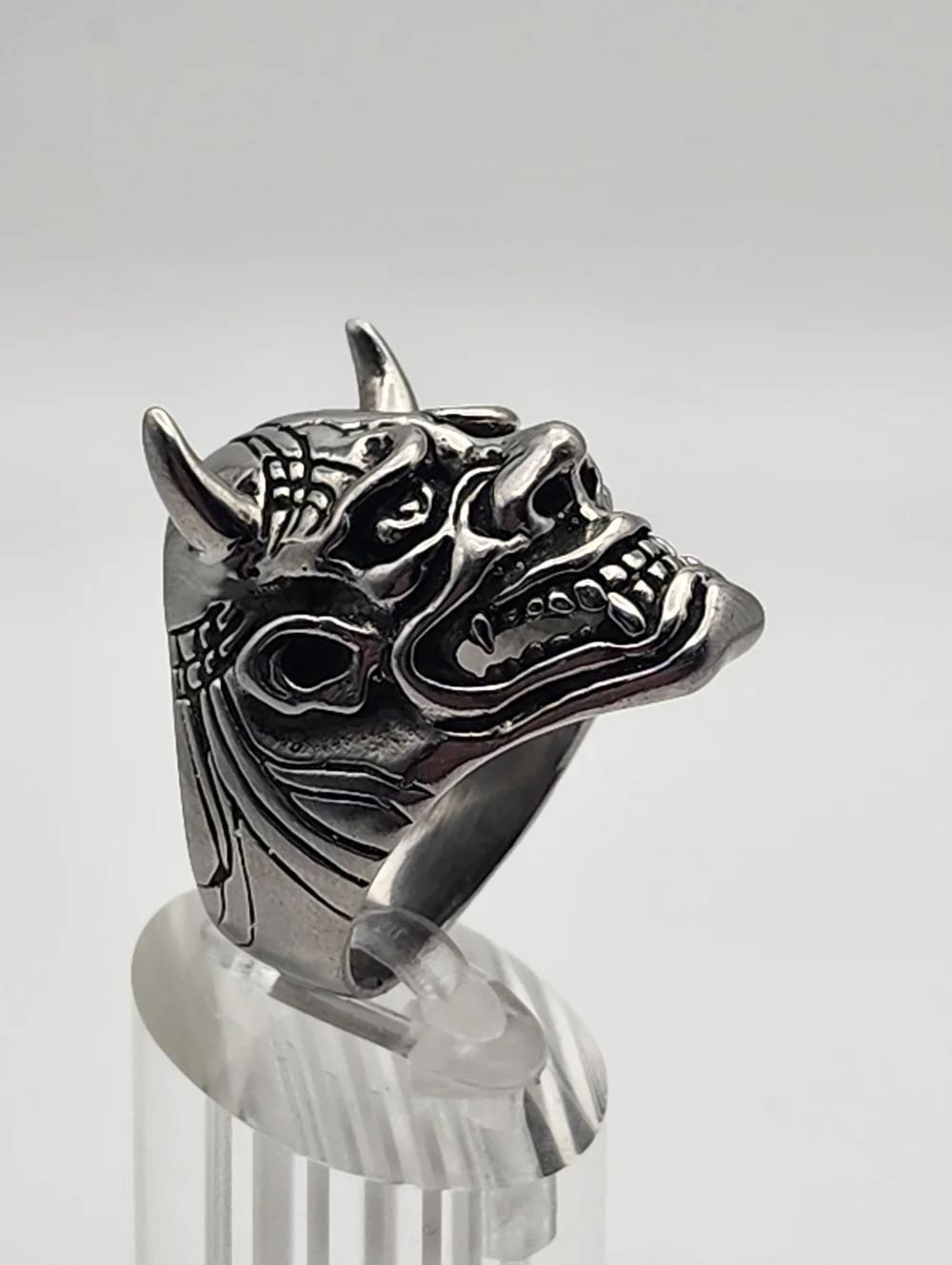 Silver Tone Hannya Mask Ring (12.5)